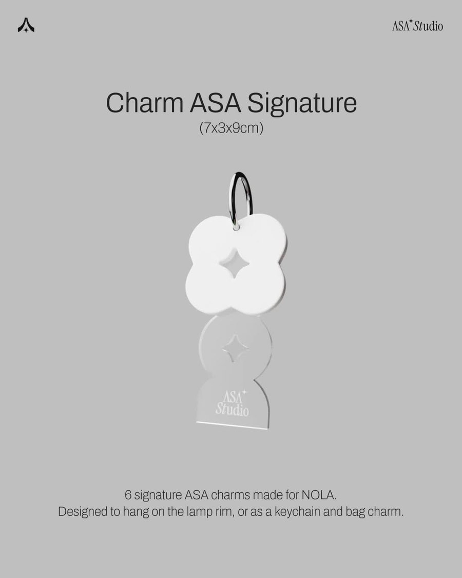 A design sheet for the ASA Signature charm, with its size and a short note on how it is used