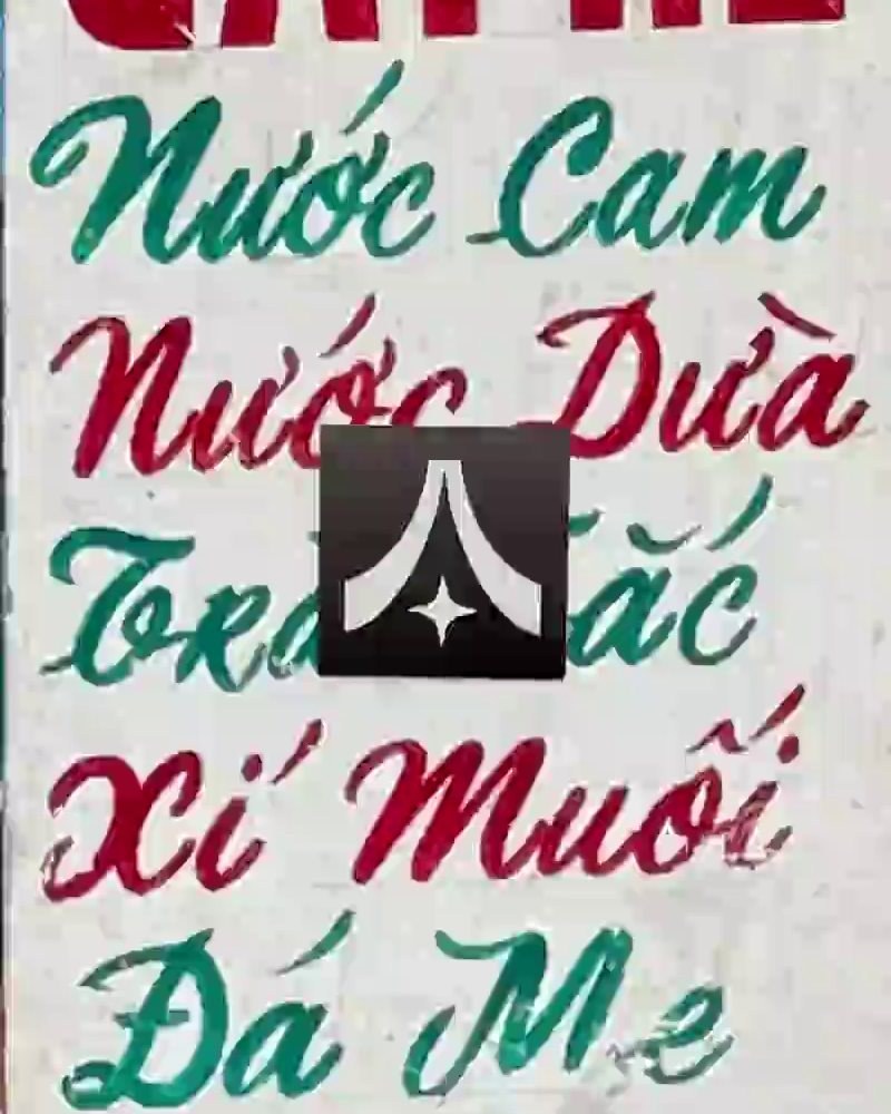 The Asa Studio mark on a hand-painted Vietnamese café drinks sign